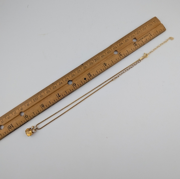 Pineapple Citrine & Moissanite 14kt Gold Plated Sterling Silver Pendant Necklace - Picture 5 of 5